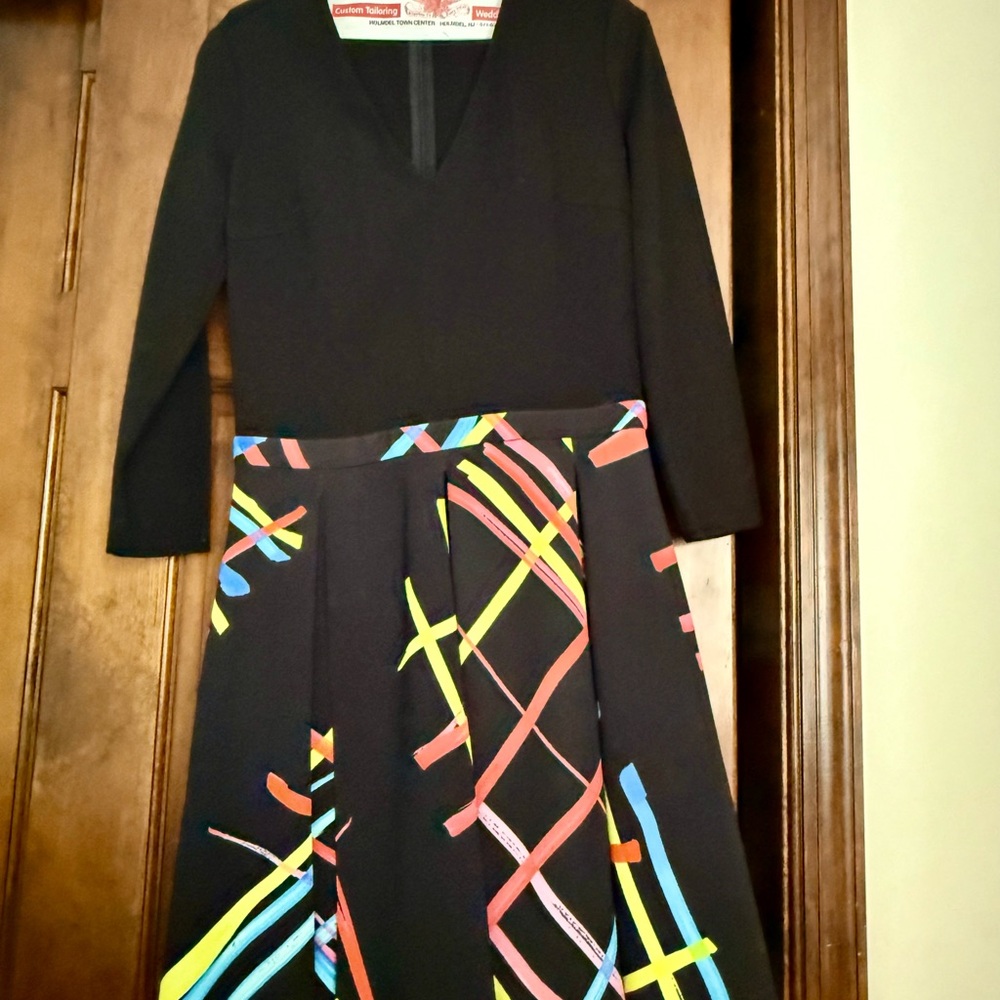 Iceberg Black Dress with Multicolor Stripes